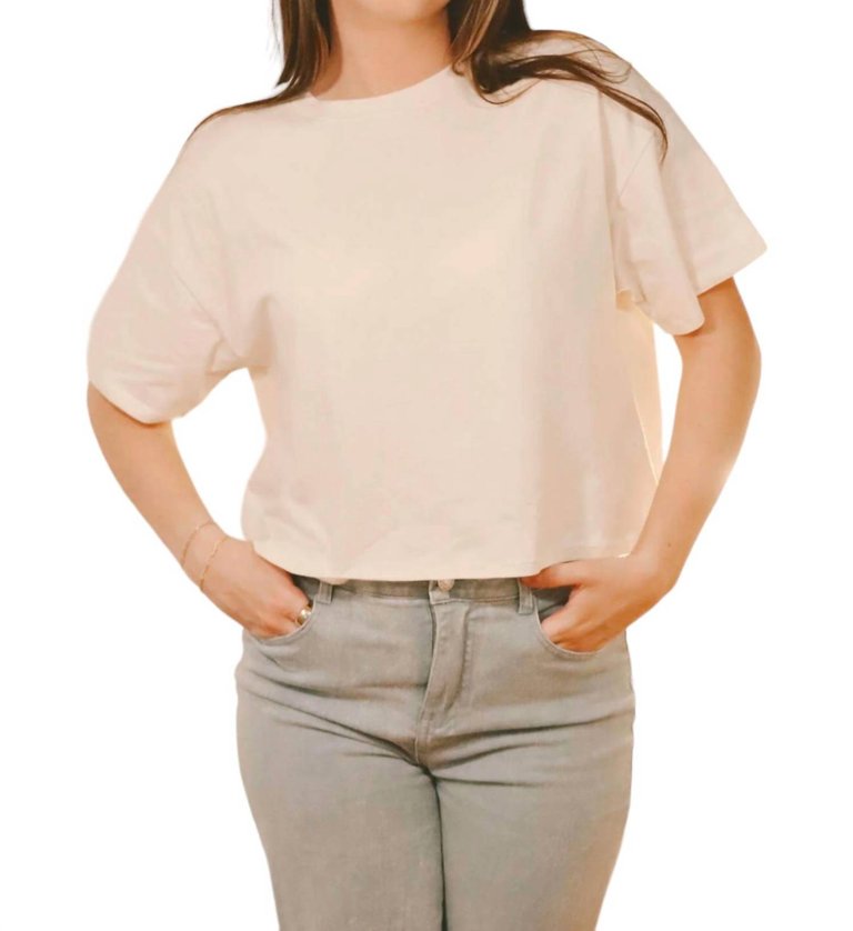 Haze Boxy Crop Tee In Ivory - Ivory