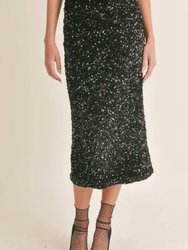 Illuminate Sequin Midi Skirt - Black Sequin
