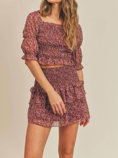 Sadie & Sage Rosaline Floral Smocked Top In Magenta product