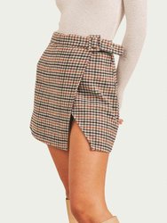 Wool-Blend Wrap Mini Skirt In Multi