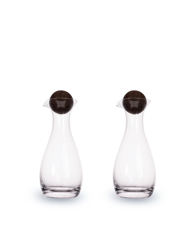 Nature Oil/Vinegar Bottles With Cork Stoppers, Set of 2 - Clear