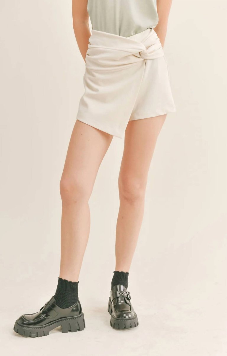 Side Twist Skort In Ivory - Ivory