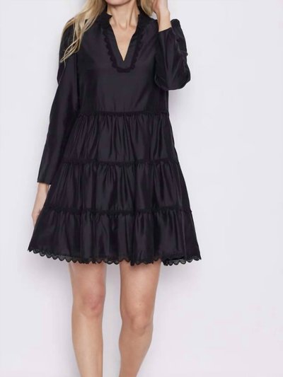 Sail to Sable Black Lace Trim Long Sleeve Tunic Flare Dress product