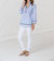 Long Sleeve Tunic Top In Blue/white - Blue/white