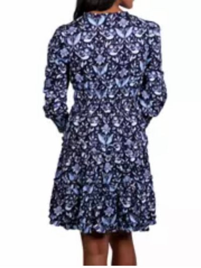 Sail to Sable Navy Batike V-Neck Smocked Waist Dress product