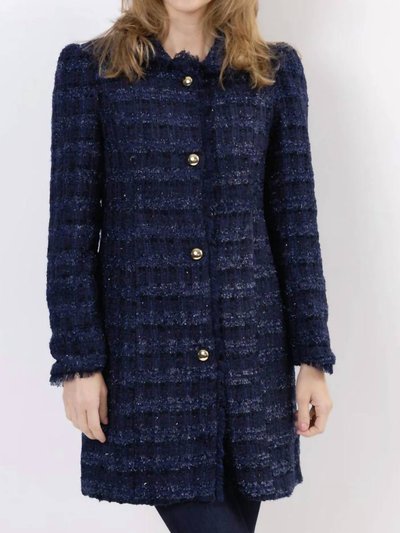 Sail to Sable Navy Sparkle Tweed Button Front Coat product