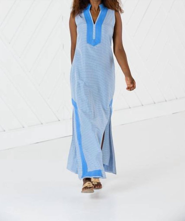 Sleeveless Classic Maxi Tunic - Blue/White Stripe