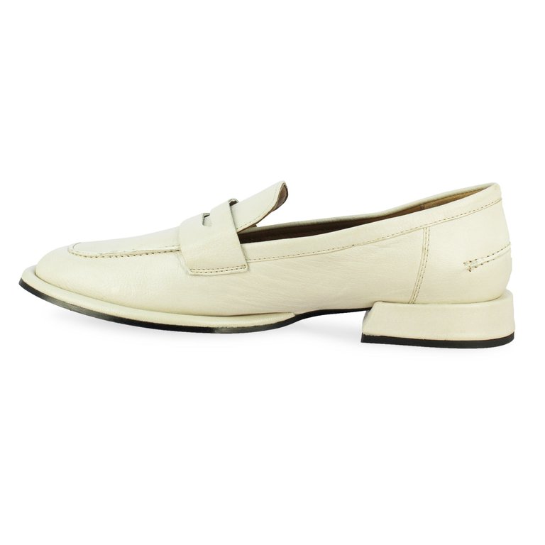 Carla Off White Penny Loafers - Off White