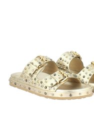 Chloe Gold Leather Sandals - Gold