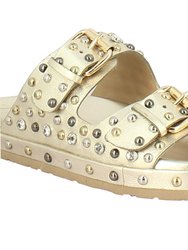 Chloe Gold Leather Sandals