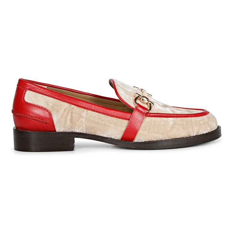 Cinzia Cipria Velvet Leather Loafers