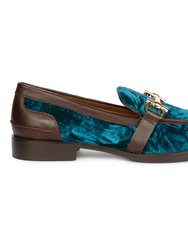 Cinzia Green Velvet Leather Loafers - Green