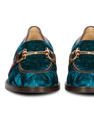 Cinzia Green Velvet Leather Loafers