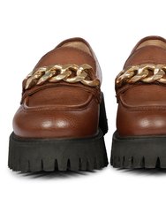 Donna Leather Brown Loafers