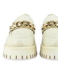 Donna Leather Off White Loafers