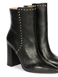 Fia Black Leather Ankle Boots