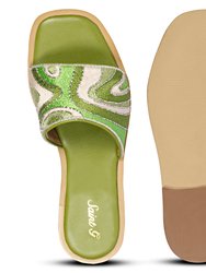 Giorgia - Flat Sandals - Multi Green