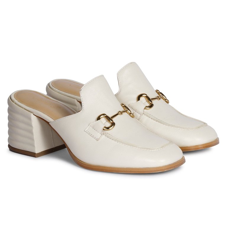 Jasmine Off White Leather Mules - Off White