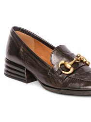 Jenny Leather Block Heels Loafer