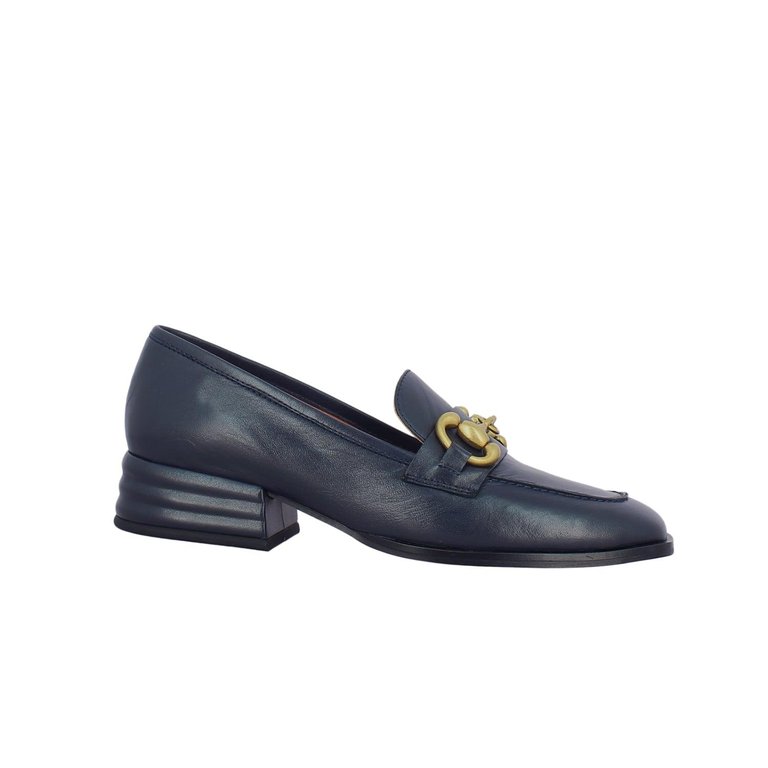 Jenny Leather Block Heels Loafer