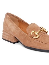 Jenny Taupe Suede Block Heels Loafer