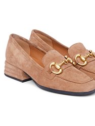 Jenny Taupe Suede Block Heels Loafer - Taupe