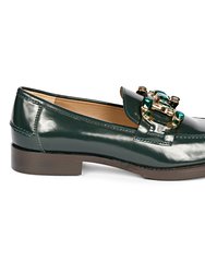 Livia Green Abrasivato Leather Loafer - Green