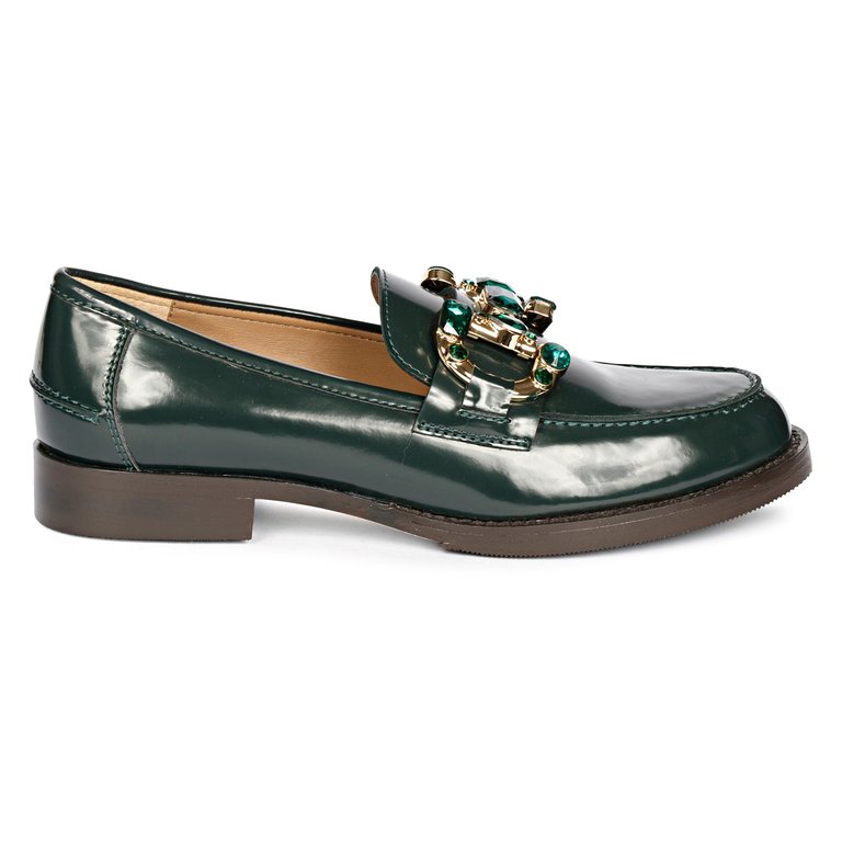 Livia Green Abrasivato Leather Loafer - Green