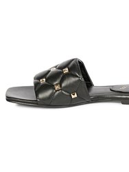 Ludovica Black Leather Slides