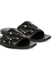 Ludovica Black Leather Slides - Black