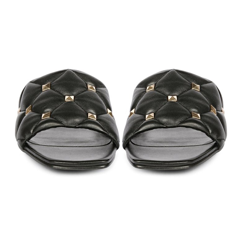 Ludovica Black Leather Slides