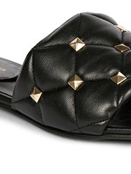 Ludovica Black Leather Slides