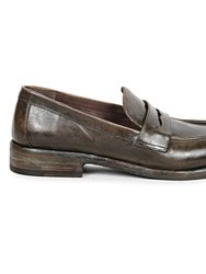 Micola Brown Leather Penny Loafers - Brown