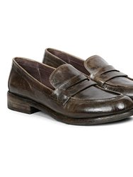 Micola Brown Leather Penny Loafers