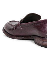 Micola Plum Leather Penny Loafers