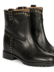 Noemi Black Leather Ankle Boots