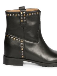 Noemi Black Leather Ankle Boots - Black