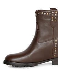 Noemi Brown Leather Ankle Boots - Brown