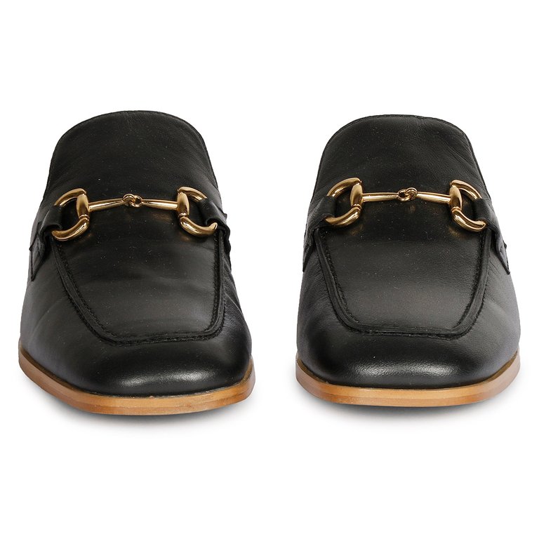 Sylvie Black Leather Mules