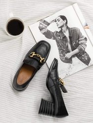 Valentina Black Leather Handcrafted Loafer