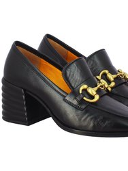 Valentina Black Patent Leather Block Loafers - Black Patent