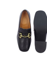 Valentina Black Patent Leather Block Loafers