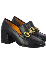 Valentina Black Patent Leather Block Loafers