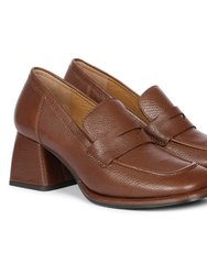 Viviana Brown Leather Loafers - Brown