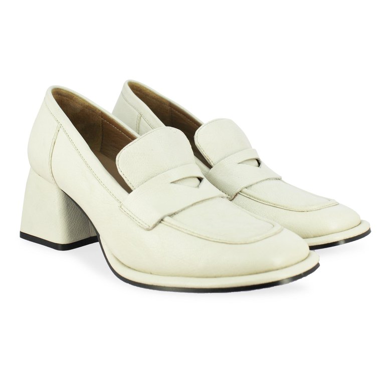 Viviana Off White Leather Loafers - Off White