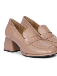 Viviana Taupe Leather Loafers - Taupe