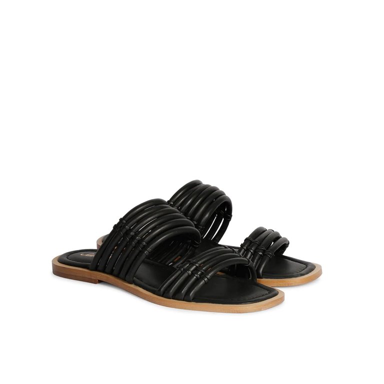 Zoya Flat Sandals -  Black - Black