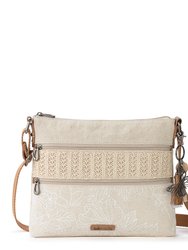 Basic Crossbody Handbag - Canvas - White Flower Blossom