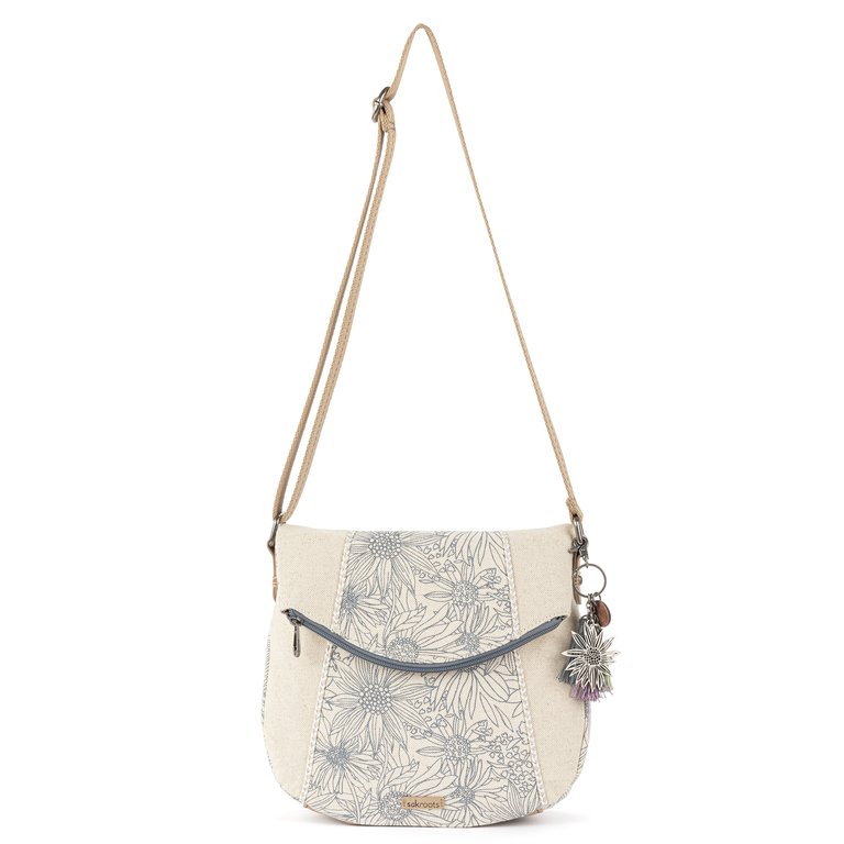 Foldover Crossbody Bag - Canvas - Lake Flower Garden