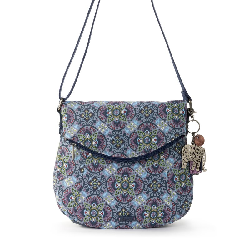 Foldover Crossbody Bag - Eco Twill - Grey Mosaic World